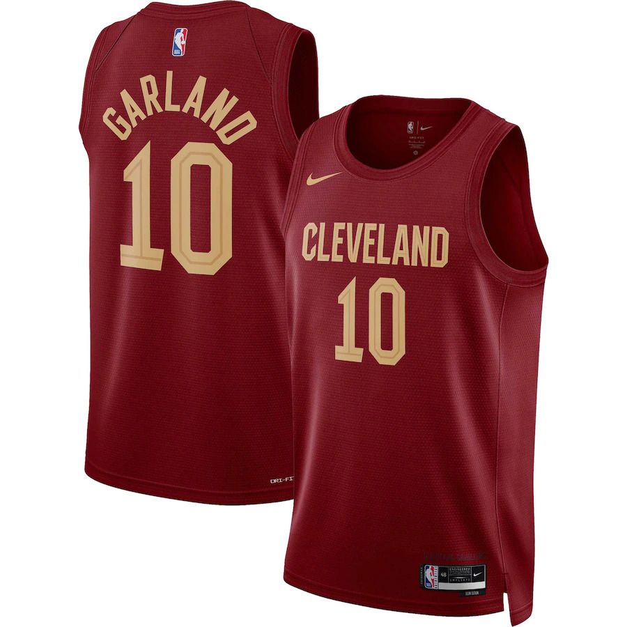 Men Cleveland Cavaliers #10 Darius Garland Nike Wine Icon Edition 2022-23 Swingman NBA Jersey->customized nba jersey->Custom Jersey